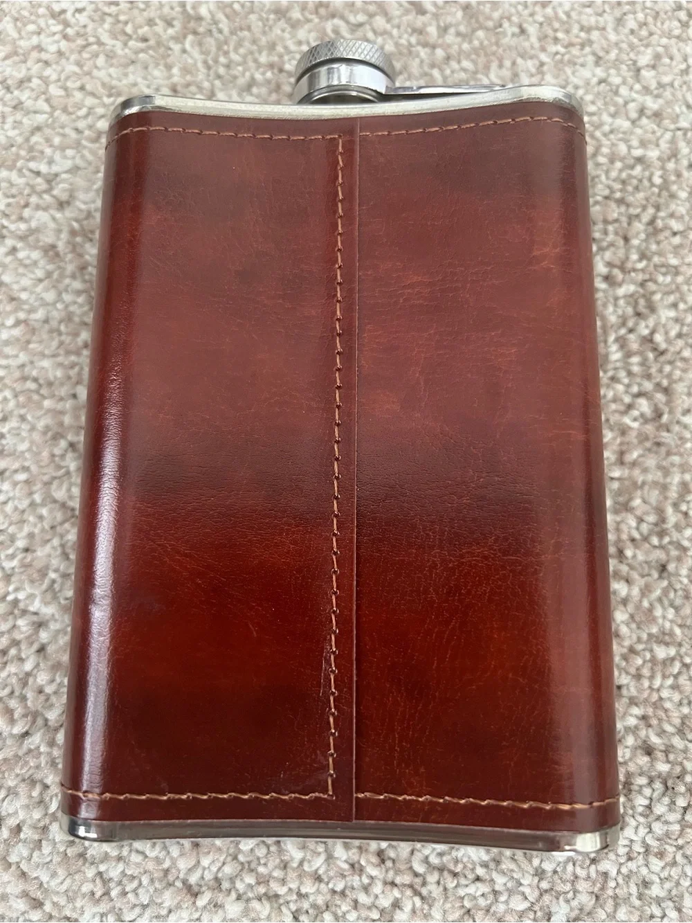 Crown Royal 8 oz Brown Faux Leather Wrapped Stainless Steel Flask